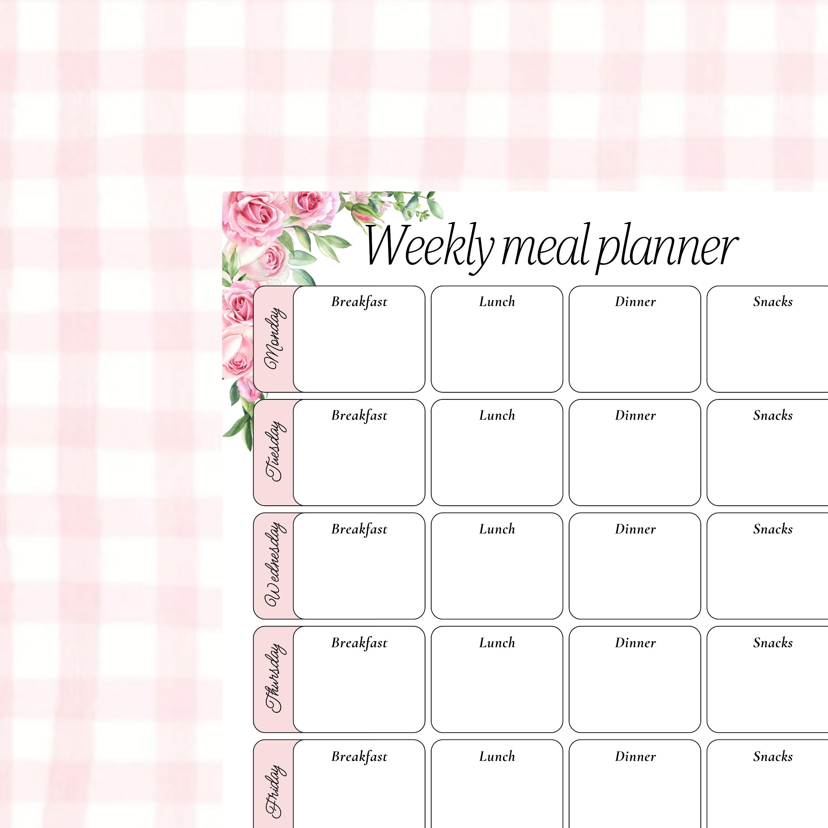 Floral Meal Planner Pink | Instant Download | Printable | Planner ...