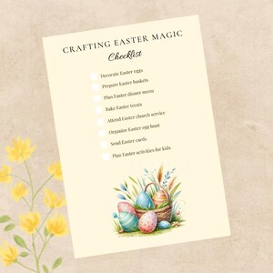 Pastel Easter Checklist List Spring Decorating Instant Digital Download Printables Cottagecore template