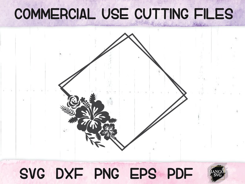 Download Geometric Floral Frame SVG Monogram Flowers Svg Wedding | Etsy