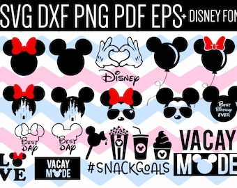 DISNEY SVG - Disney SVG bundle - Mickey Mouse Svg - Miskey ears svg files - Disney Font Svg - Svg/Dxf/Png/Pdf/Eps