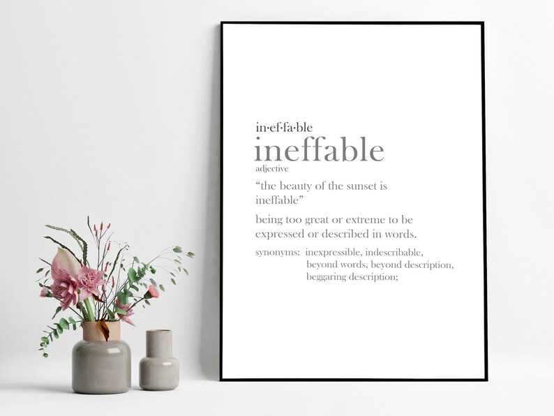 Minimilist Ineffable Dictionary Definition Phrase Quote Wall Etsy