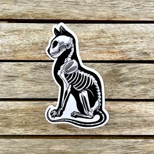 Black Cat Skeleton Sticker | Halloween Cat Bone Sticker