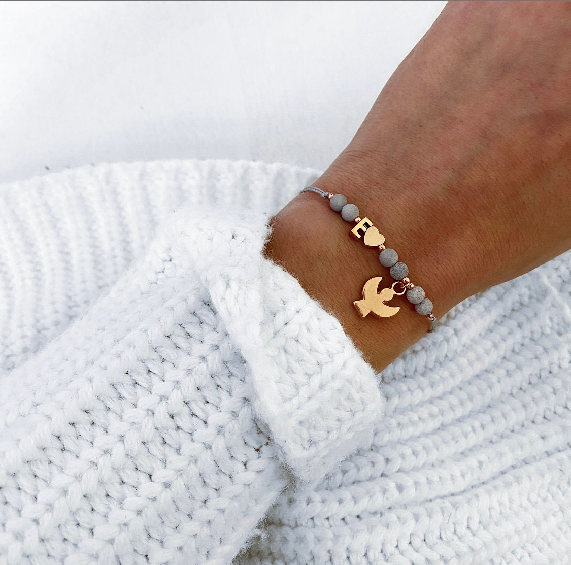 Bracelet Letter Initial Heart Angel Guardian Angel Lucky Charm Stainl…