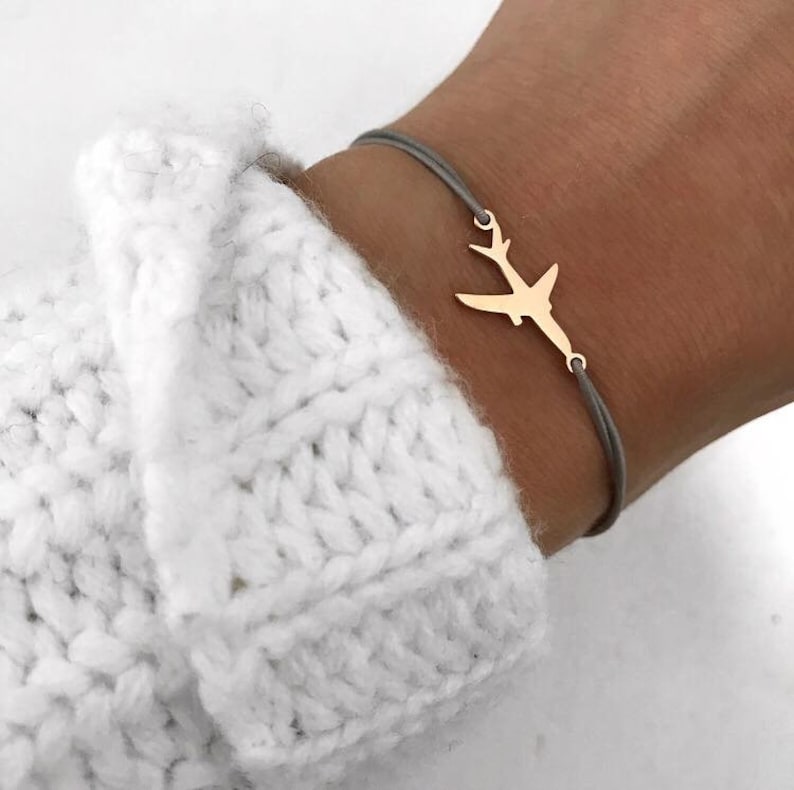 Bracelet Aircraft gold silver silver ros\u00e9 gold stainless steel elastic ribbon grey