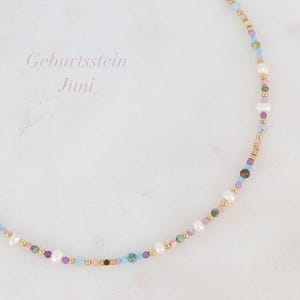 Collana con pietra portafortuna di giugno, ametista, collana di perle, regalo di compleanno, regalo in oro per mamma, figlia, ragazza, migliore amica, segno zodiacale del cancro