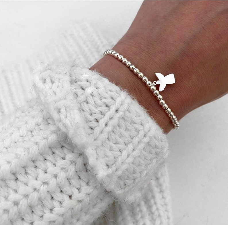 Ball bracelet silver angel guardian angel beaded bracelet Etsy