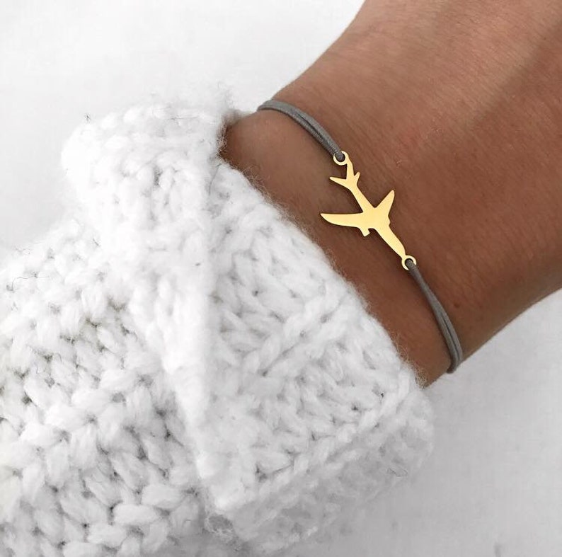 Bracelet Aircraft gold silver silver ros\u00e9 gold stainless steel elastic ribbon grey
