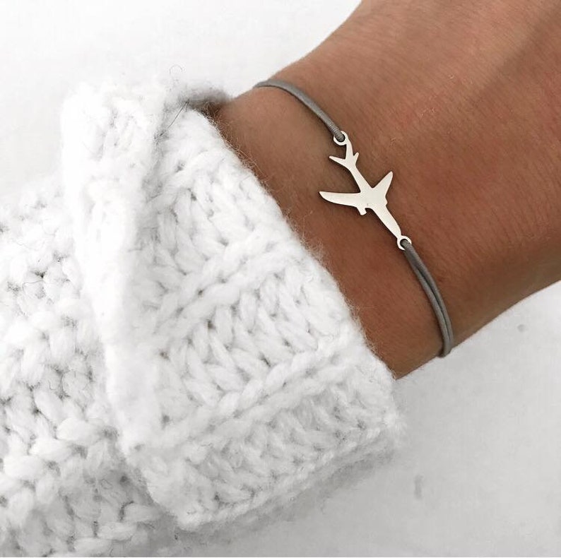 Bracelet Aircraft gold silver silver ros\u00e9 gold stainless steel elastic ribbon grey