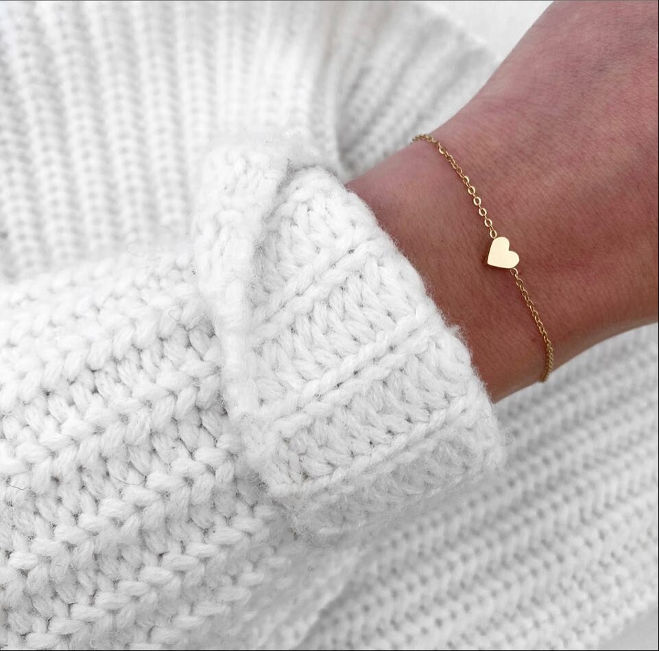 Bracelet heart pendant filigree stainless steel gold plated link brac…