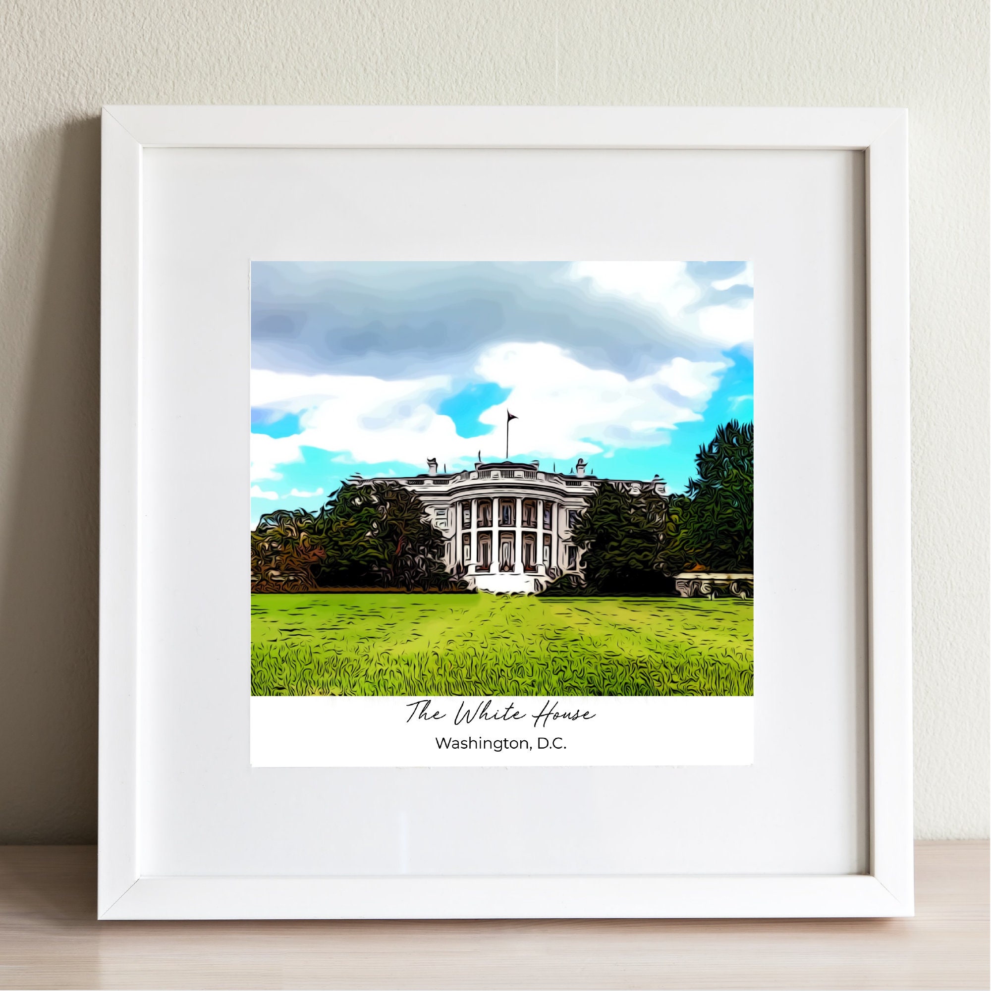 The White House Fine Art Print Digital Illustration Etsy