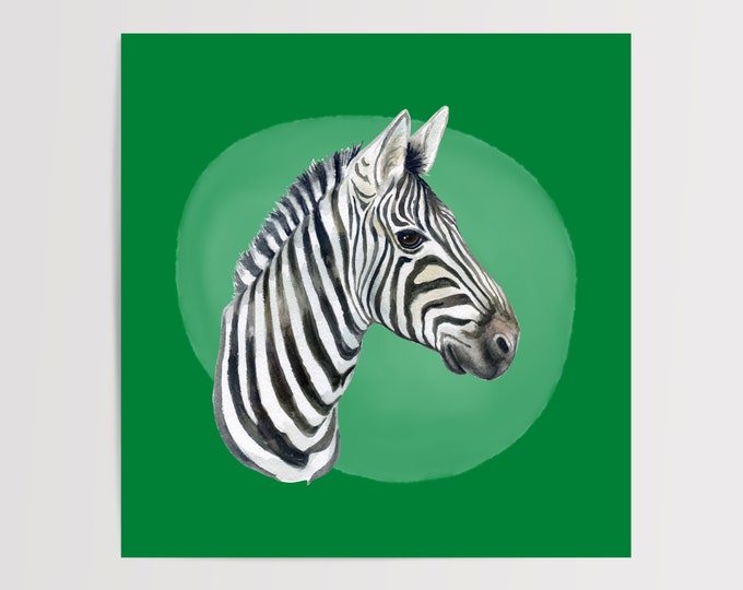 Zebra Fine Art Print - Green Pop Art - Poster - Fun Wall Decor
