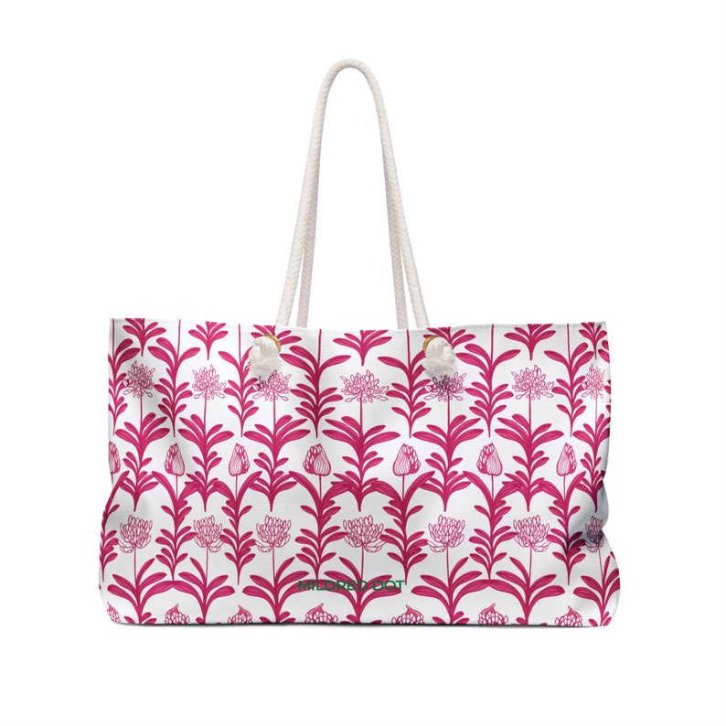 Mahjong Tote Bag Carry All Perfect Mahj Gift Hot Pink Block Print