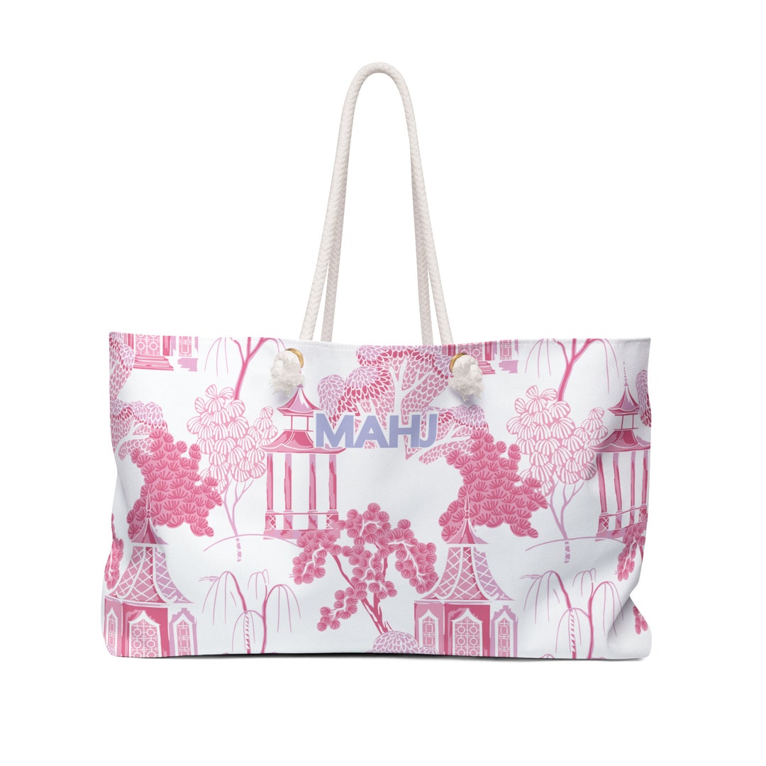 Mahjong Tote Bag Carry All Perfect Mahj Gift Pink Toile Pattern - Etsy