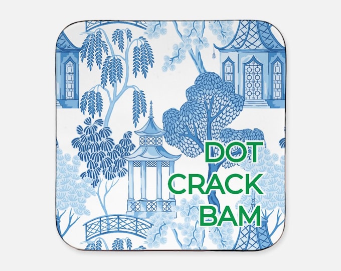 Mahjong Coaster Set - Dot Crack Bam - Blue and White - Set of 4