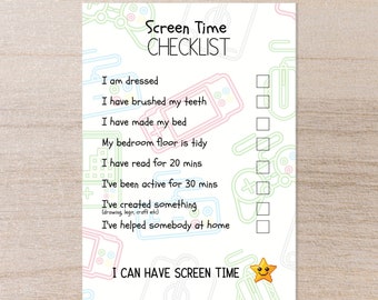 Kids Screen Time Checklist: Printable Reward Chart (PDF)