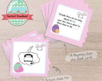 Easter Hunt kit with rhyming clues. printable download