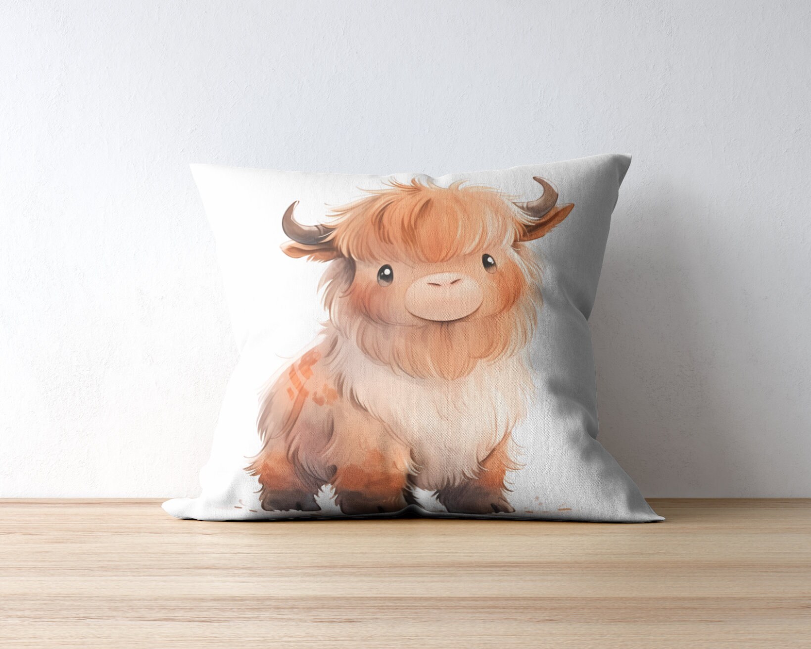 Watercolor Baby Highland Cow Clipart Set With Bonus Woodland Elements ...