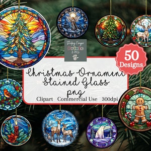 Digital Download | Sublimation Design | Stained Glass Christmas Ornaments | Christmas Round Ornament Png | 3D Stained Glass Png snowman