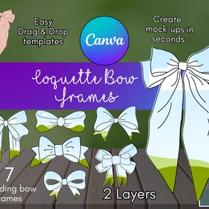 Coquette bow canva frame template bundle