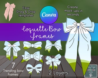 Coquette bow canva frame template bundle