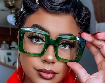 Anti Blue Light Green Reading Glasses Women Classic Vintage Square Eyeglasses Luxury Brand Transparent Glasses Magnifying 0~+600