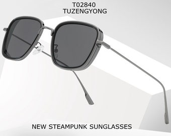 New Steampunk Sunglasses Fashion Men Women Brand Designer Vintage Square Metal Frame Sun Glasses UV400 Eyewear