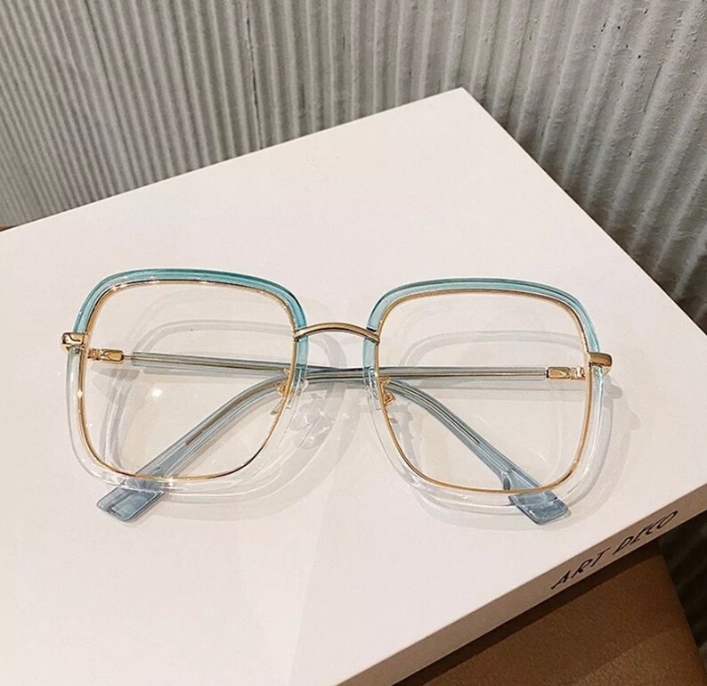 Übergroße quadratische Lesebrille Damenmode Anti-Blaue optische Gläser Rahmen Klassische Kunststoff Brillen Rahmen Brillen Bild 2