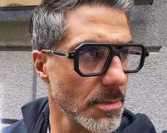 Gafas de lectura Vintage para hombre, marca de diseñador, doble puente, gafas cuadradas, gafas transparentes para ordenador, hipermetropía, marido