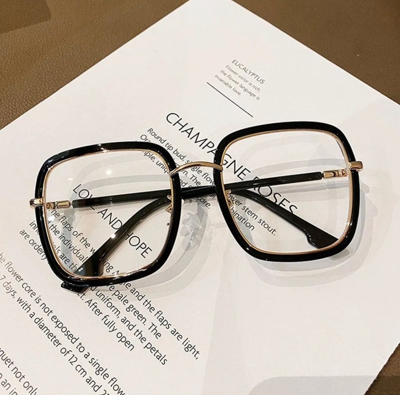 Übergroße quadratische Lesebrille Damenmode Anti-Blaue optische Gläser Rahmen Klassische Kunststoff Brillen Rahmen Brillen Bild 4