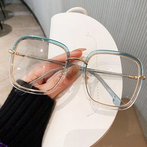 Übergroße quadratische Lesebrille Damenmode Anti-Blaue optische Gläser Rahmen Klassische Kunststoff Brillen Rahmen Brillen Bild 1