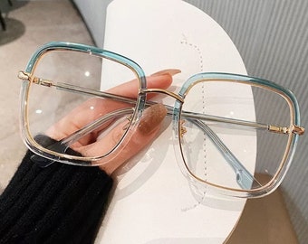 Oversized Square Reading Glasses Women Fashion Anti-Blue Optical Glasses Frames Classic Plastic Eyeglasses Frames Eyewear