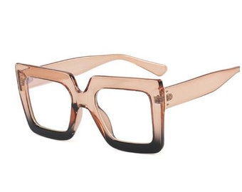 Klare quadratische Brille Damen Mode Oversized Transparente optische Brille - Anti Blue Light