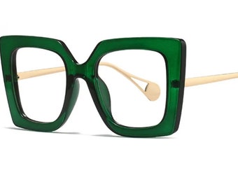 Gafas de lectura de gran tamaño con estampado de leopardo, antiluz azul, montura cuadrada, graduadas transparentes, gafas de aumento a la moda para mujer