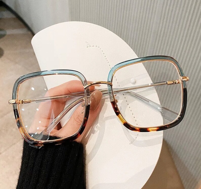 Übergroße quadratische Lesebrille Damenmode Anti-Blaue optische Gläser Rahmen Klassische Kunststoff Brillen Rahmen Brillen Bild 3