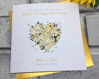 Golden Wedding Cards Etsy