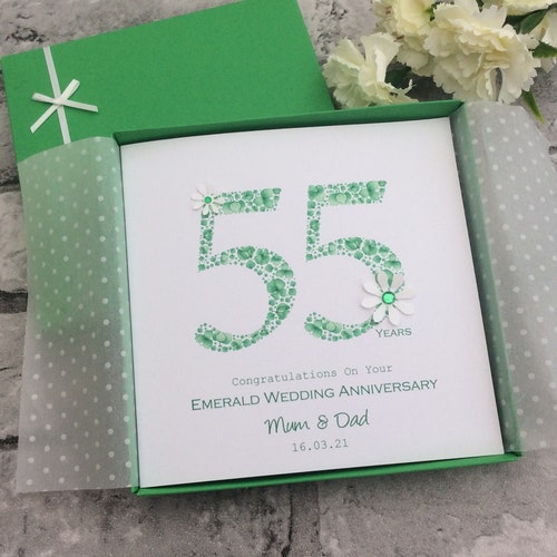 Personalised Handmade Emerald Anniversary Card 55th Wedding - Etsy UK