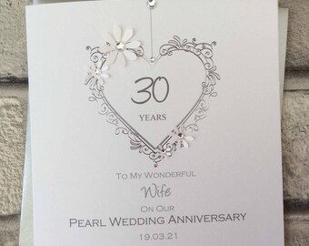 Personalised Wife | Husband Pearl | 30th Wedding Anniversary Handmade ...