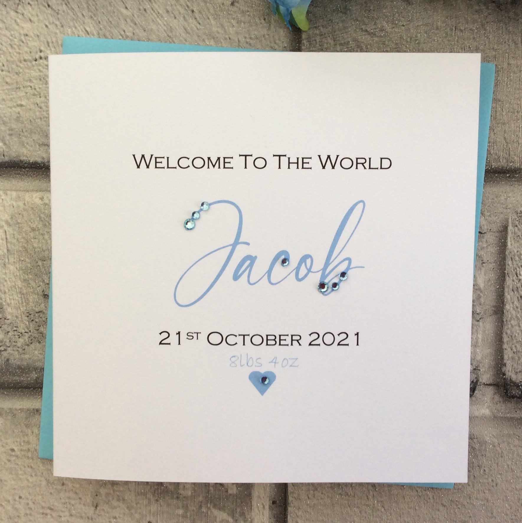 2 Sizes Boy Wording New Baby Card Gift Boxed Personalised Etsy UK