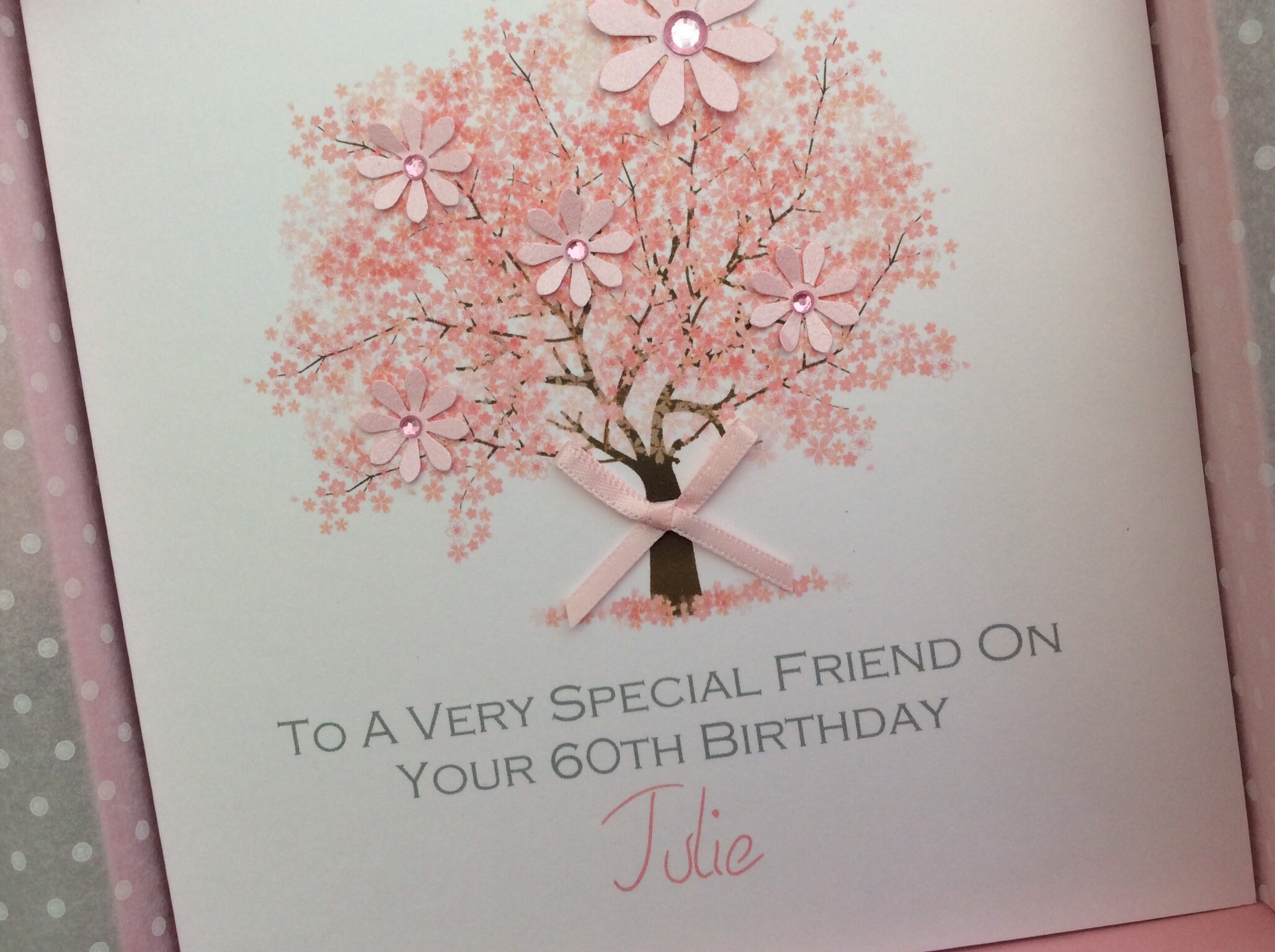 2 Colours 2 Sizes Floral Tree Birthday Card Personalised Etsy