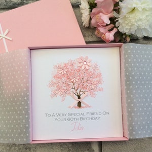 2 Colours 2 Sizes Floral Tree Birthday Card Gift Boxed Personalised Handmade - Wife,Fiancee,Partner,Mum,Mummy,Nan,Grandma,Sister,Daughter