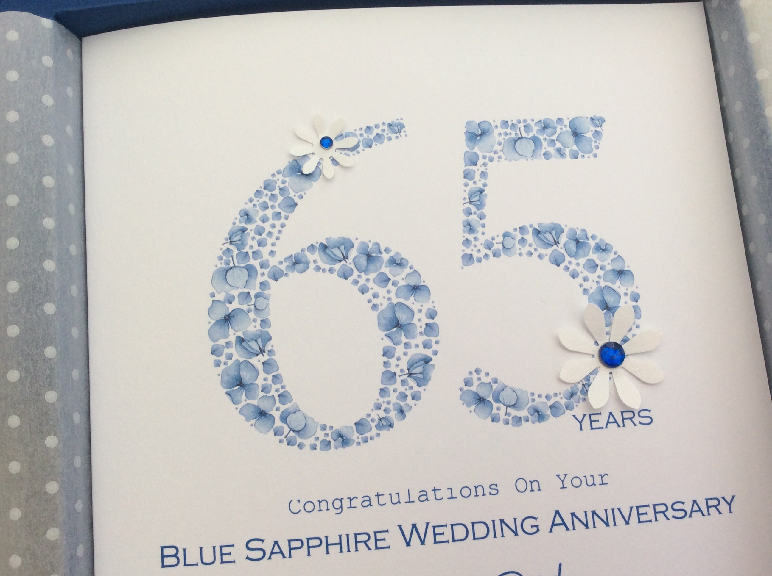 2 Sizes Delicate Number Blue Sapphire 65th Wedding Anniversary Etsy