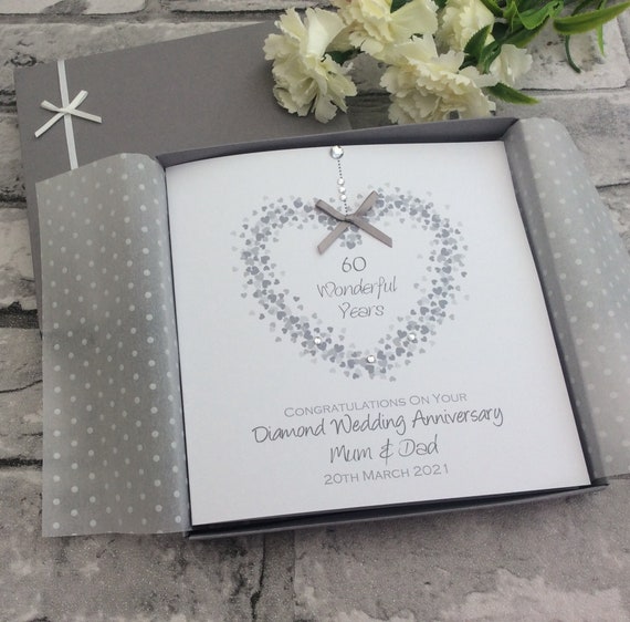 2 Sizes Heart of Hearts Diamond 60th Wedding Anniversary Card - Etsy UK