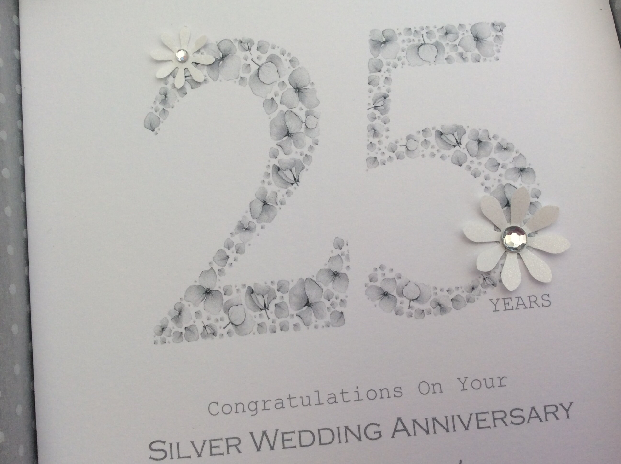 2 Sizes Delicate Number Silver 25th Wedding Anniversary Card Etsy