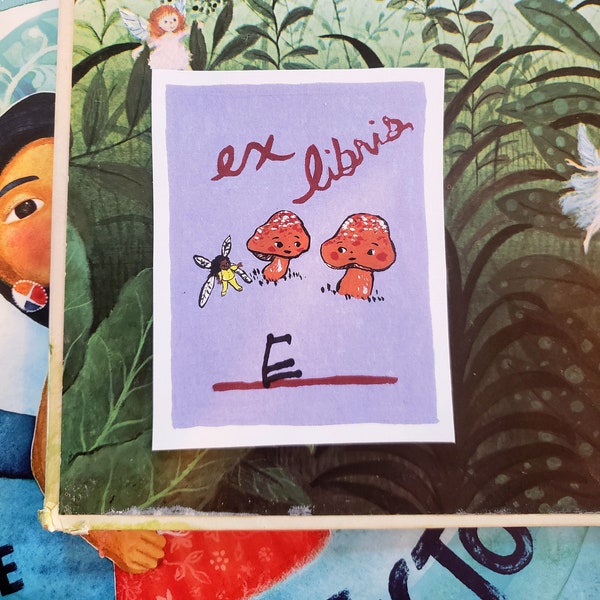 Mushroom Bookplates for Kids PRINTABLE Blank Name Labels for Kids Picture Books Ex Libris