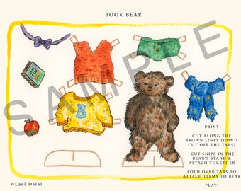 Muñeca de papel de oso imprimible: Manualidad para la escuela preparatoria (PDF)