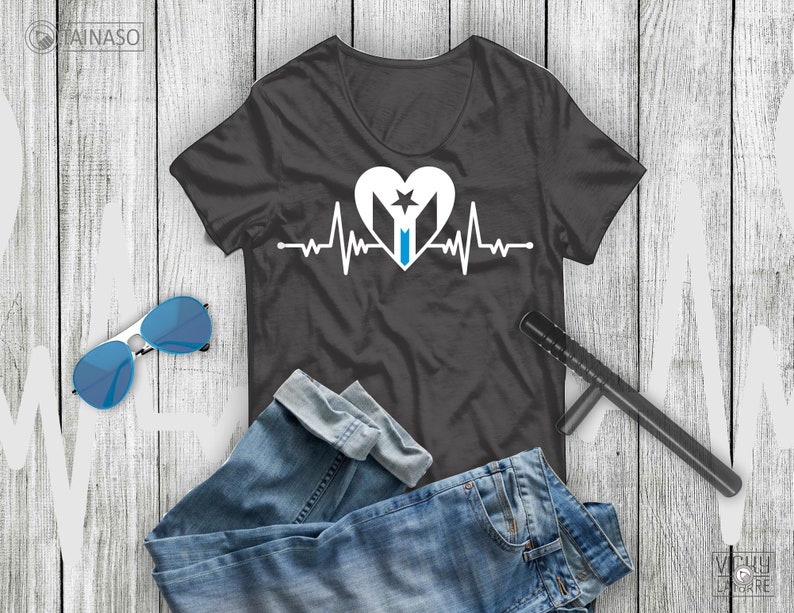 Download Police Puerto Rico Flag Heart Beat Line First Responder ...