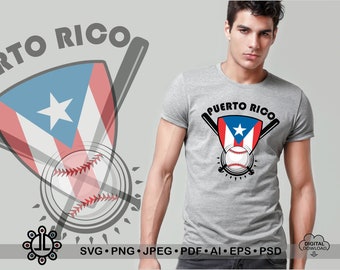 Puerto Rico Baseball T-Shirt Graphic Design SVG Instant Download