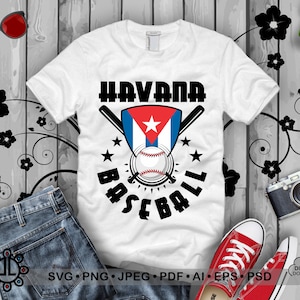Havana Cuba Baseball SVG T-Shirt Design Made in Florida USA | Kuba Flagge Flammen SVG Digital Download