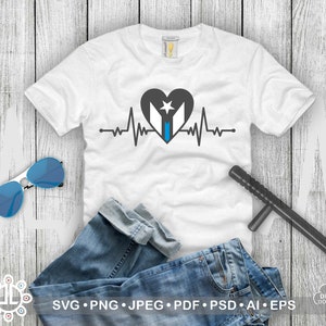 Politie Puerto Rico Vlag Heart Beat Line First Responder SVG Digitale Download