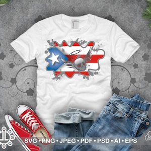 Puerto Rico Flagge Engel Flügel Schädel Grafik Tainaso Design digitaler Download